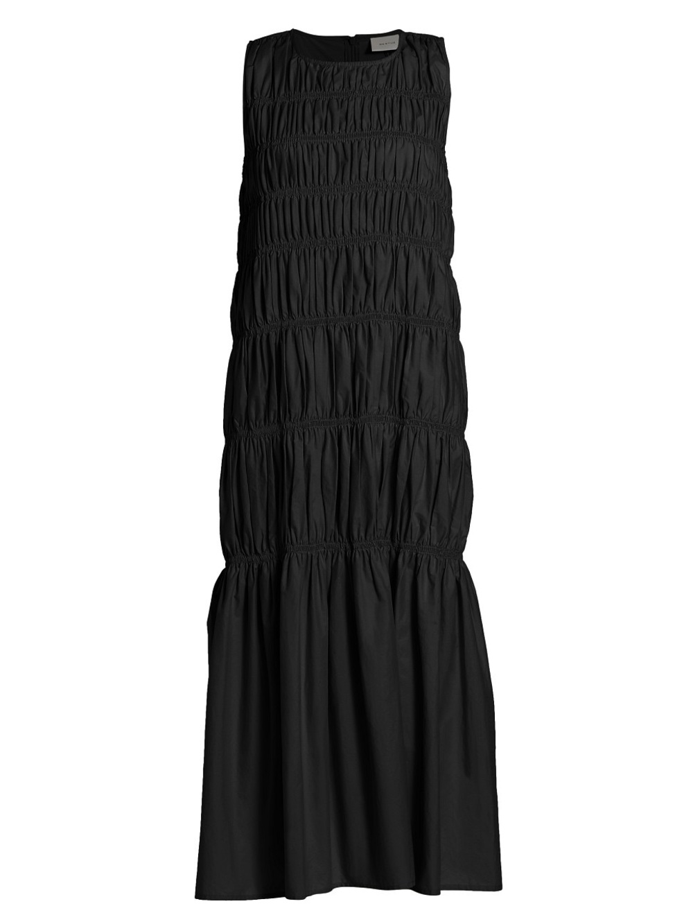 Gestuz EU 42 Lena Black Ruched Smocked Dress Scandinavian Minimalist